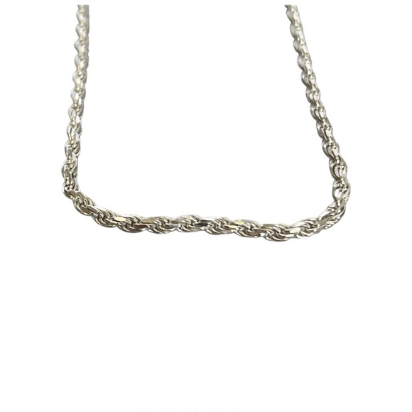 925 Italy Sterling Silver Rope Necklace with T Bar Clasp 18” pre owned - Picture 2 of 5